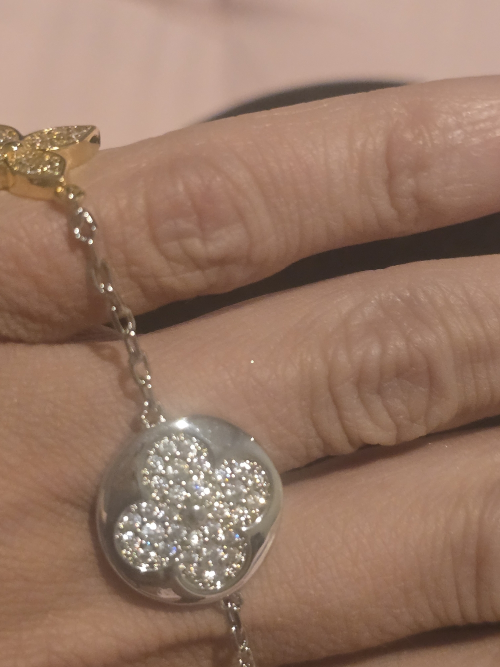 Louis Vuitton LV Crystal Monogram Flower Bracelet Silver Gold - Picture 10 of 10